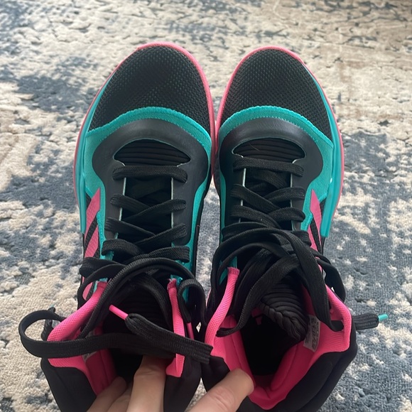 Adidas teal, black and pink high tops. M 8.5 - Picture 4 of 6